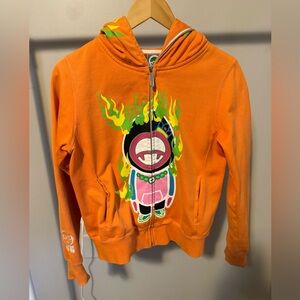 Devil Nut Under The Red Flag Orange Zip Up Hoodie